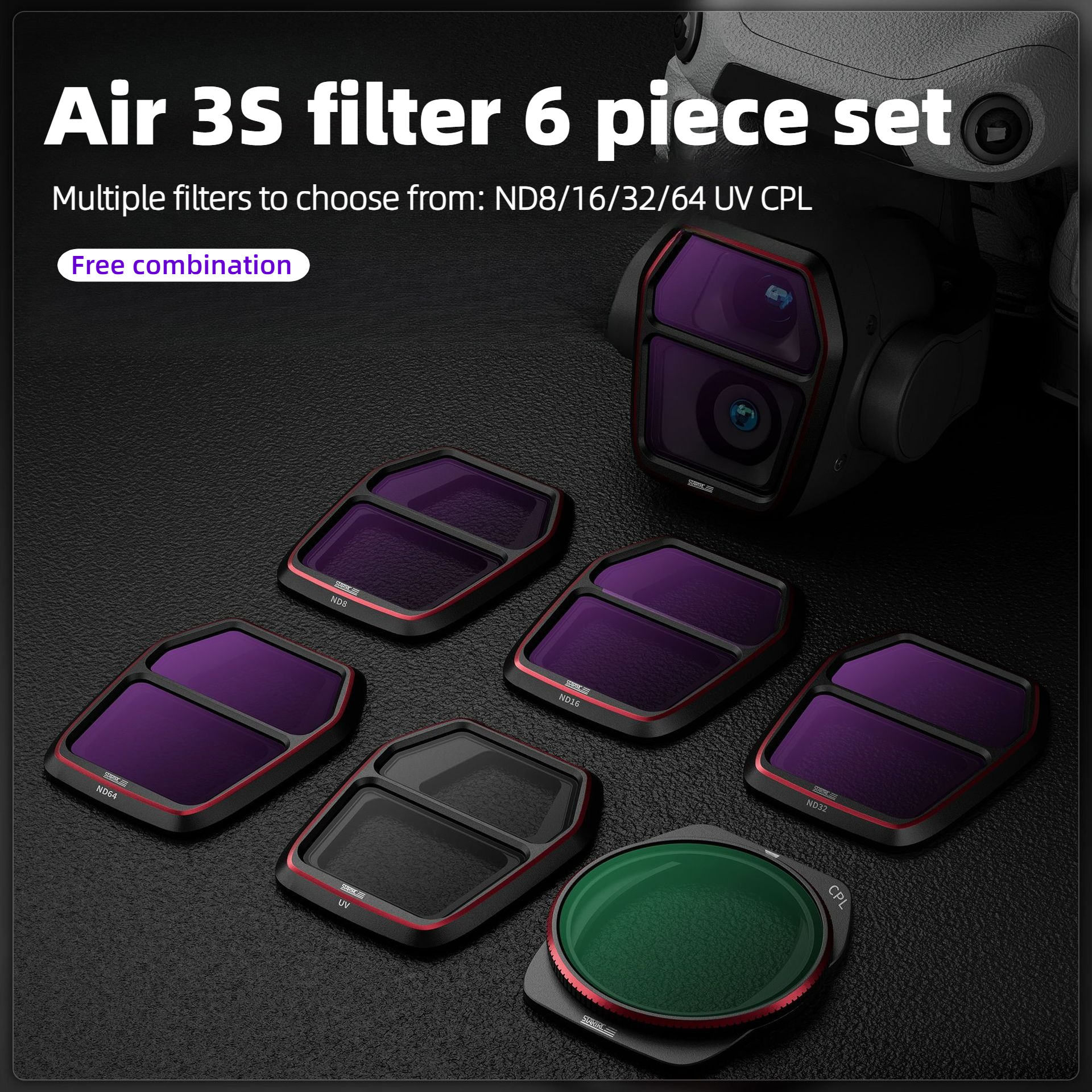 For DJI Air 3S Camera Lens Fil - огляд і ціна Drone Kit Waterproof